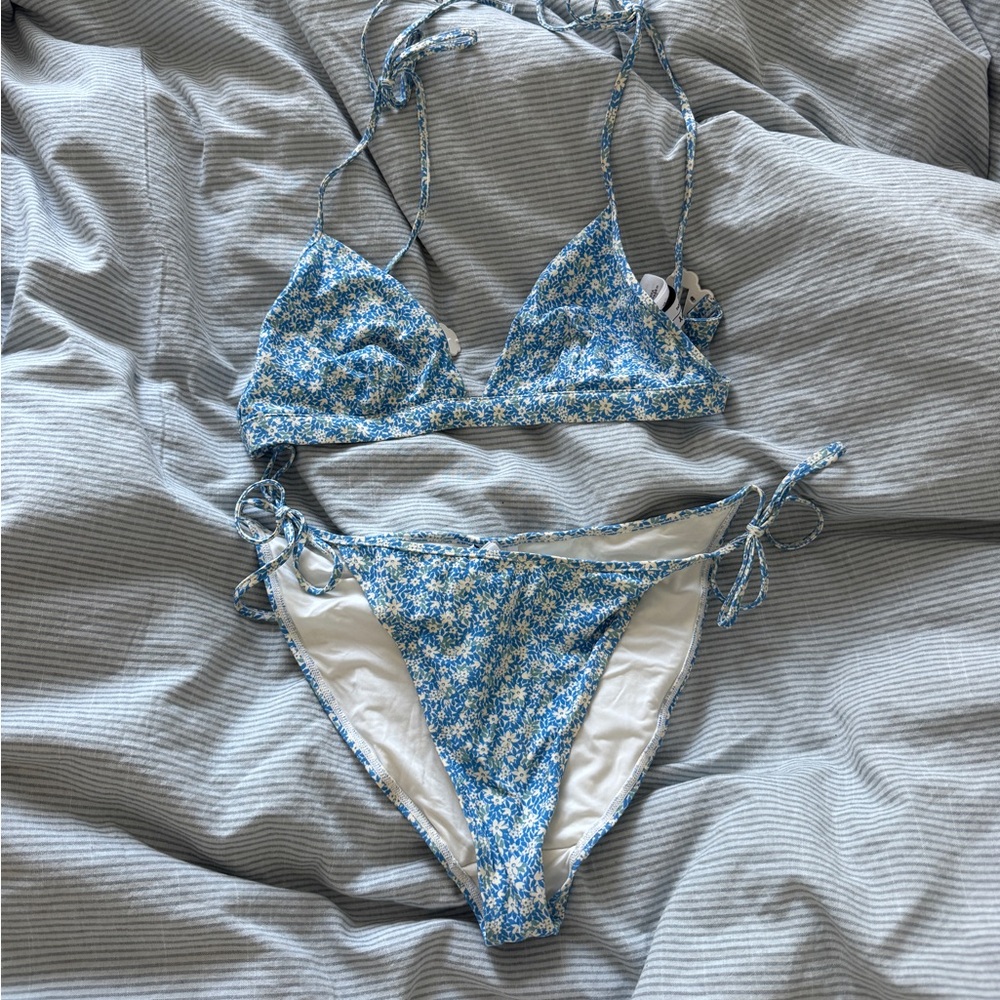 & Other Stories Blue Floral Bikini